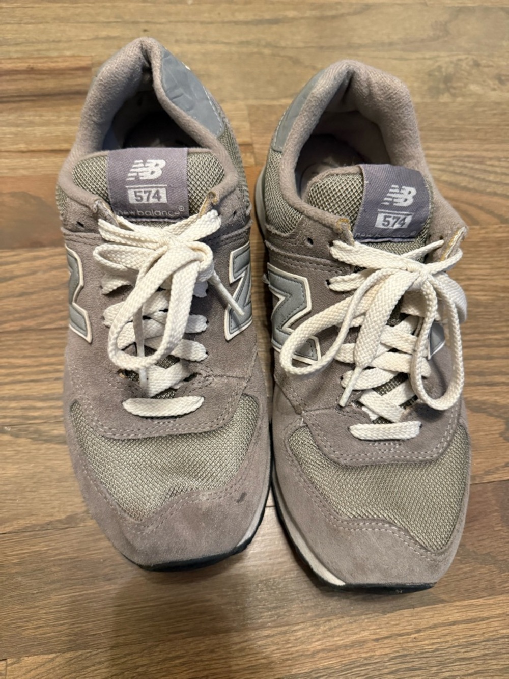 New Balance Men's Grey Suede & Mesh 574 Sneakers